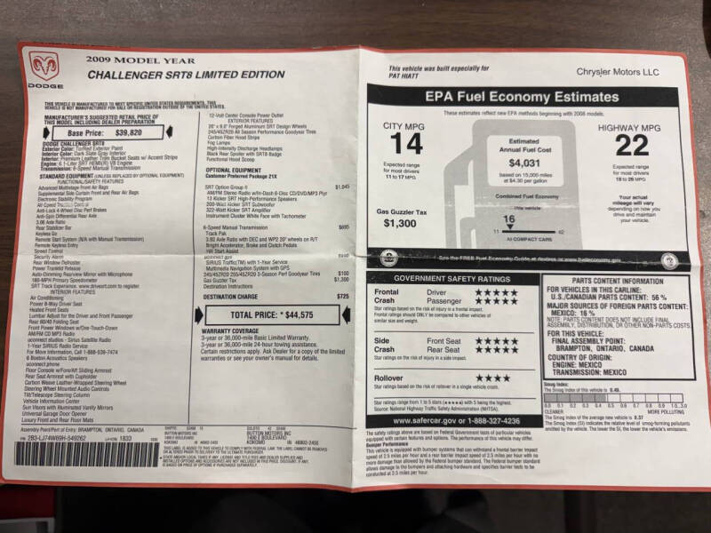 2009 Dodge Challenger SRT8