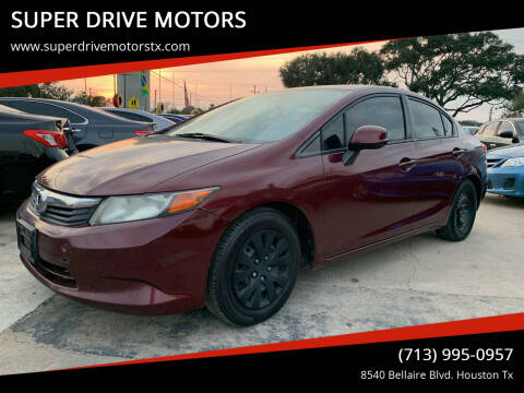 2012 Honda Civic for sale at SUPER DRIVE MOTORS in Houston TX