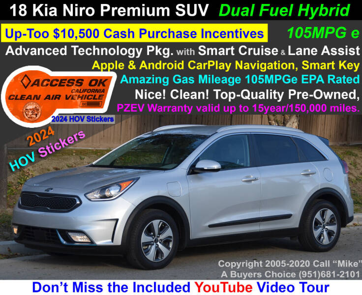 2018 Kia Niro Plug-In Hybrid for sale at A Buyers Choice in Jurupa Valley CA