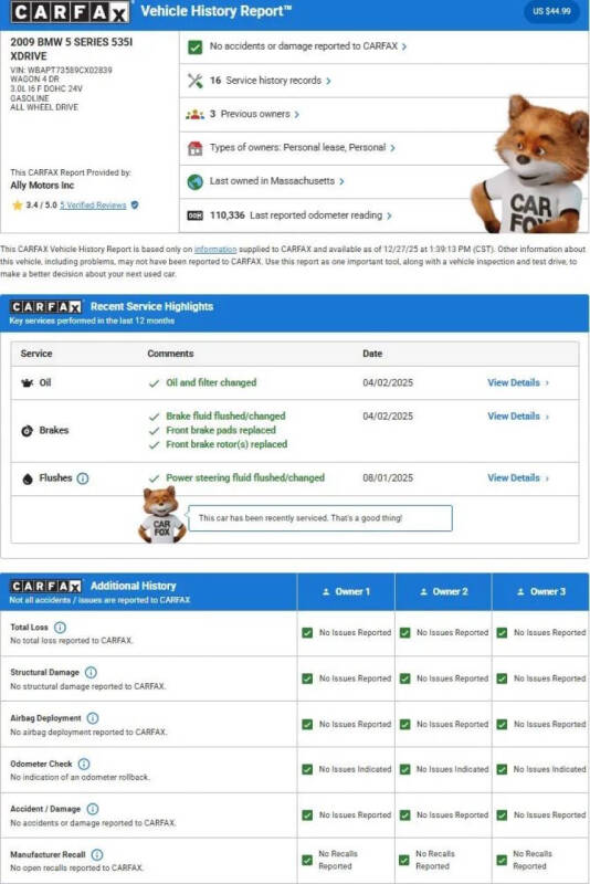 2009 BMW 5 Series 535i xDrive