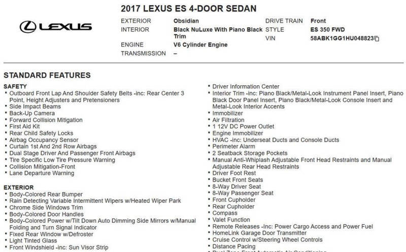 2017 Lexus ES 350