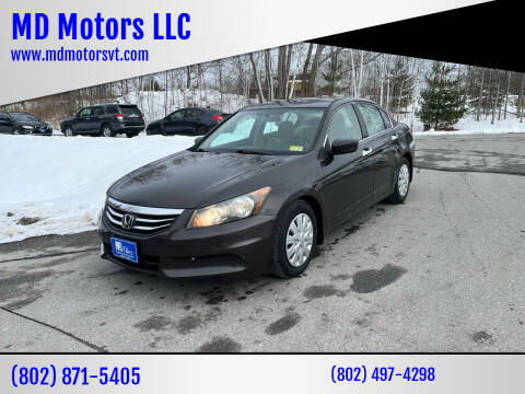 2012 Honda Accord for sale at MD Motors LLC in Williston VT