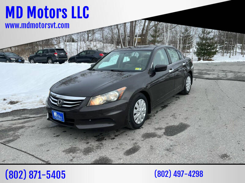 2012 Honda Accord for sale at MD Motors LLC in Williston VT
