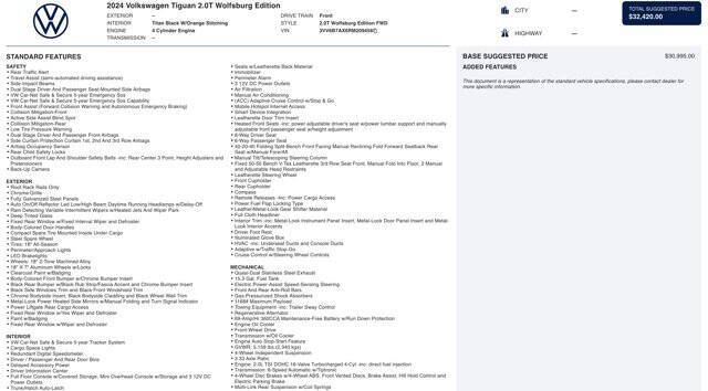 2024 Volkswagen Tiguan Wolfsburg Edition