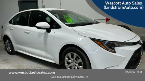 2020 Toyota Corolla for sale at Wescott Auto Sales (LindstromAuto.com) in Lindstrom MN