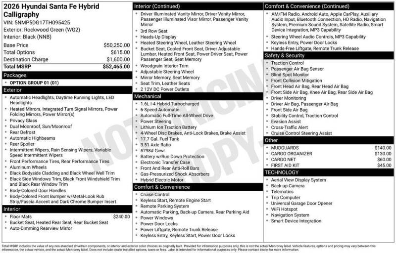 2026 Hyundai Santa Fe Hybrid Calligraphy