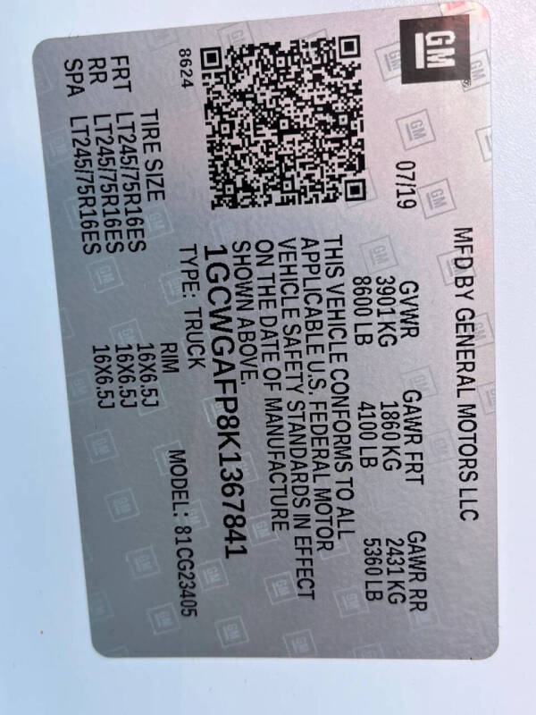 2019 Chevrolet Express 2500