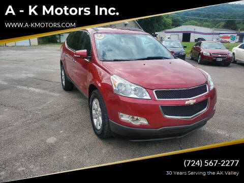 2012 Chevrolet Traverse for sale at A - K Motors Inc. in Vandergrift PA