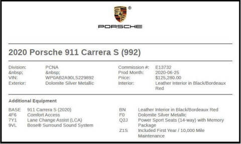 2020 Porsche 911 Carrera S