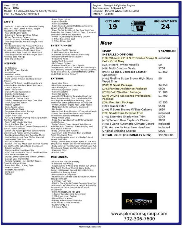 2021 BMW X7 xDrive40i
