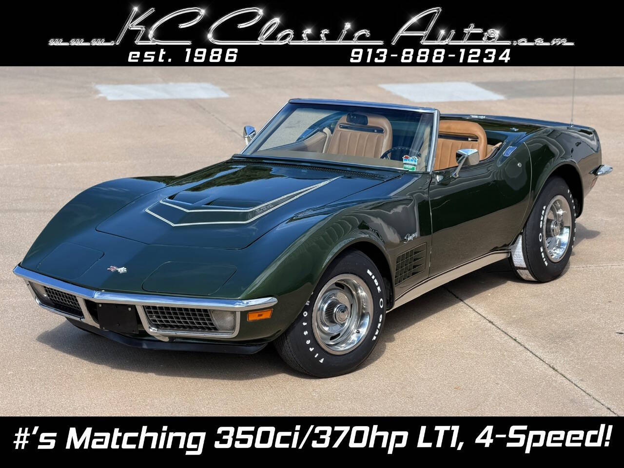 Green 1970 Chevrolet Corvette Convertible 1
