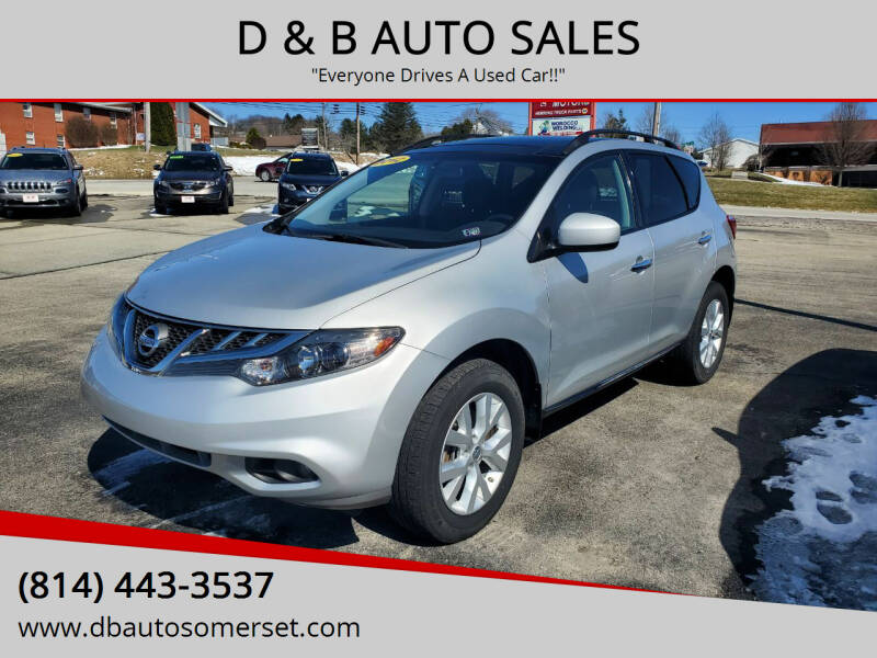 2012 Nissan Murano for sale at D & B AUTO SALES in Somerset PA