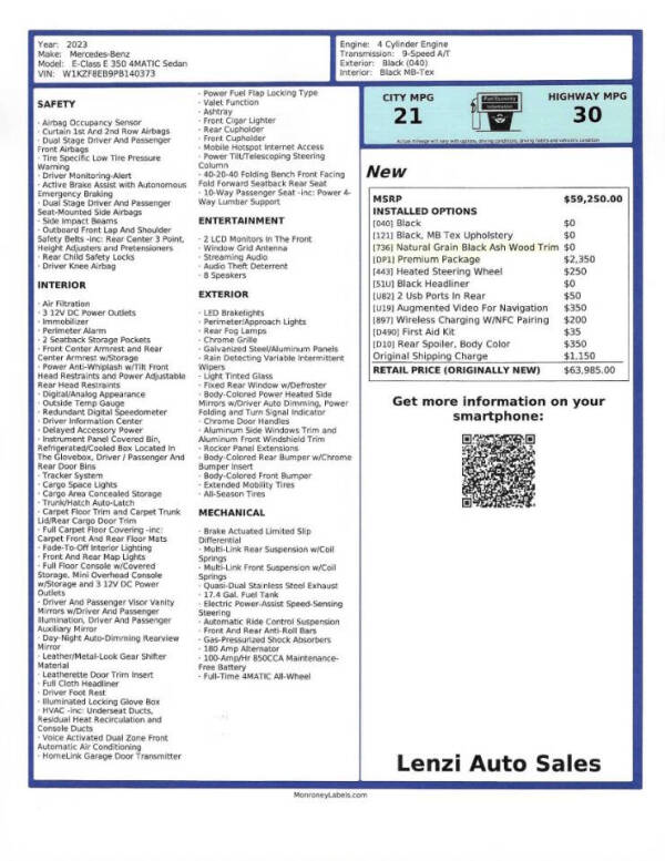 2023 Mercedes-Benz E-Class E 350 4MATIC