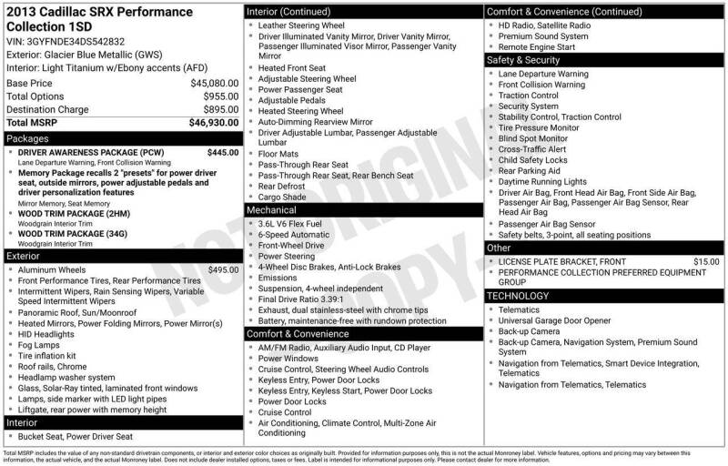 2013 Cadillac SRX Performance Collection