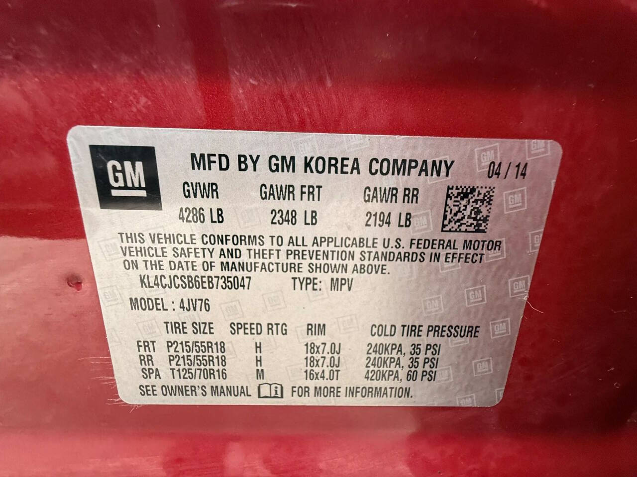 Red 2014 Buick Encore Leather Leather 4dr Crossover 22