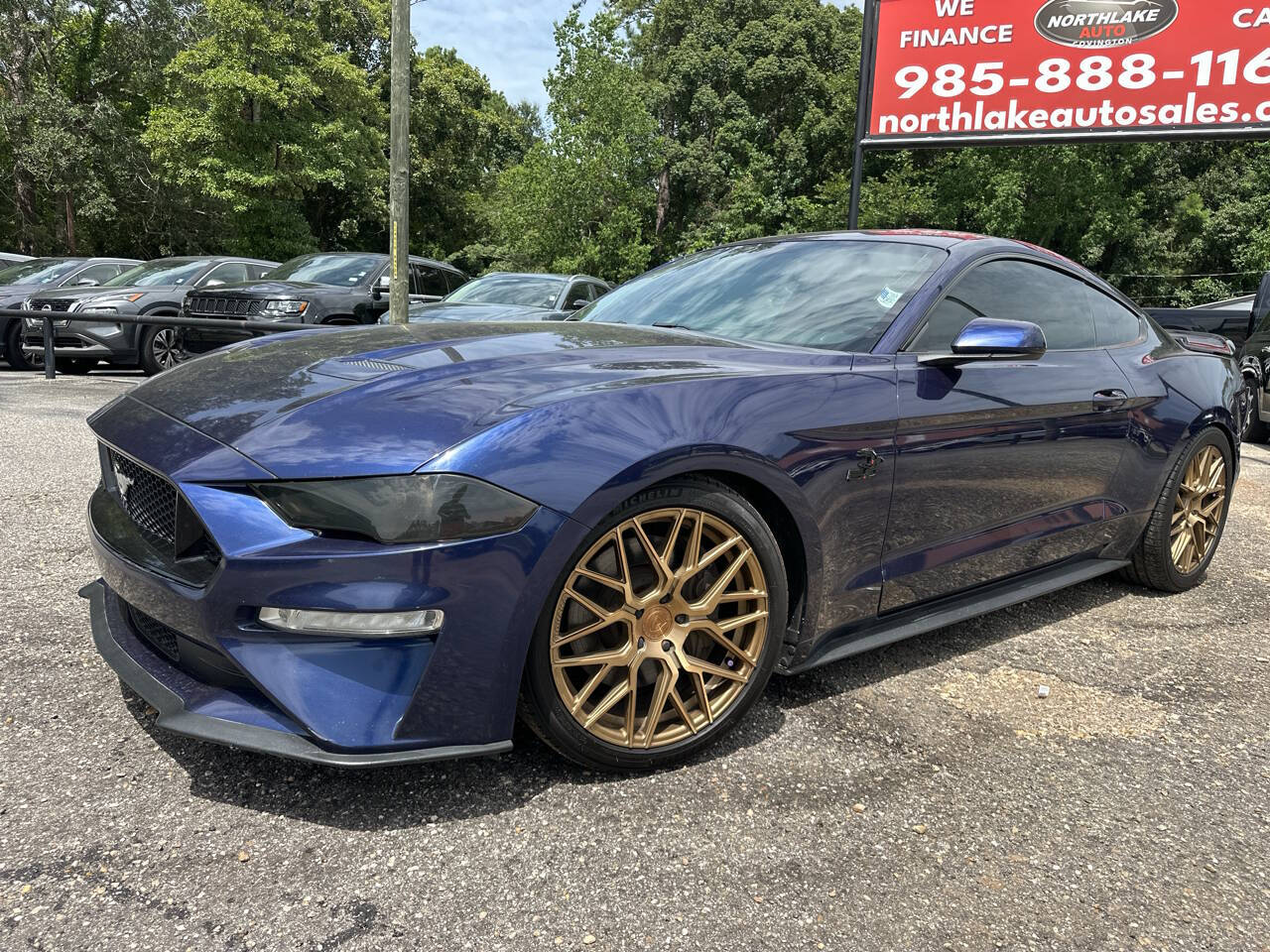 Blue 2019 Ford Mustang Coupe Rear-Wheel Drive 6-Speed Manual