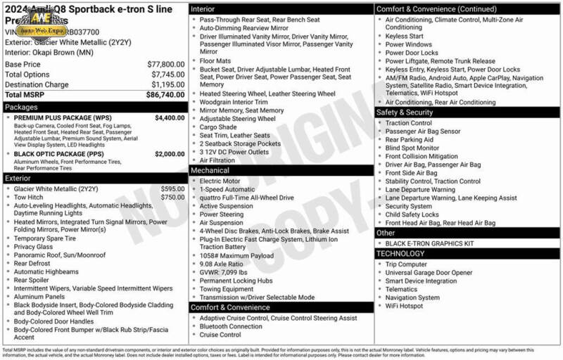2024 Audi Q8 Sportback e-tron quattro Premium Plus S line