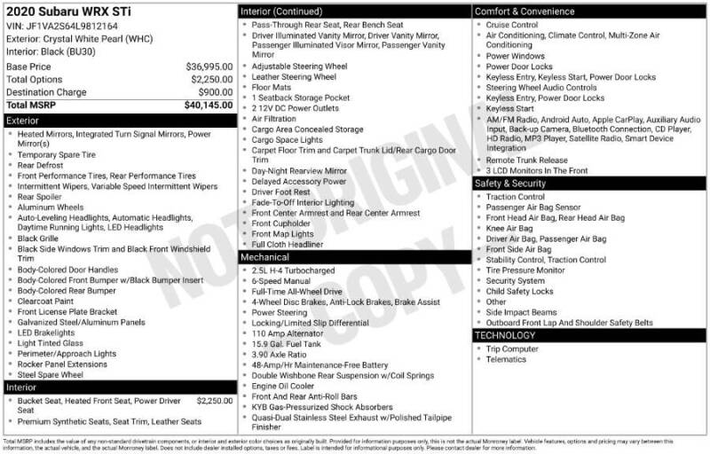 2020 Subaru WRX