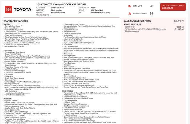 2019 Toyota Camry XSE