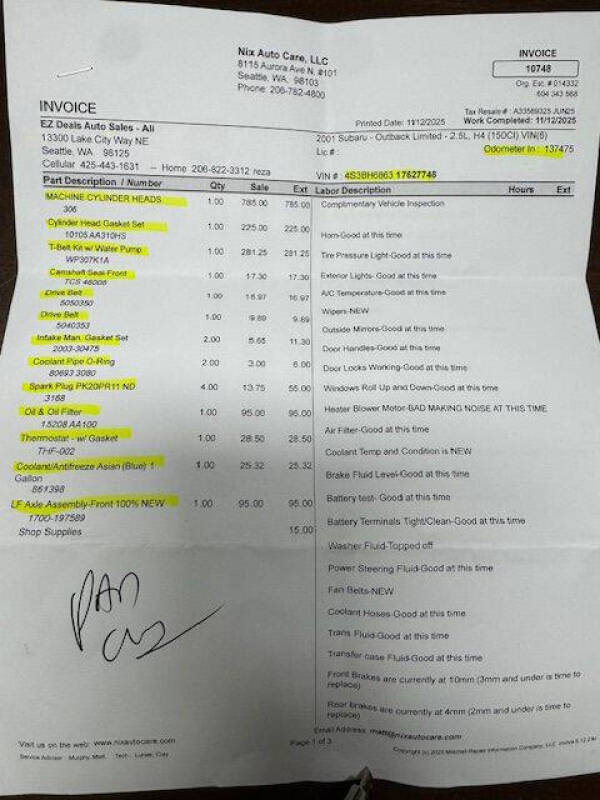 2001 Subaru Outback Limited