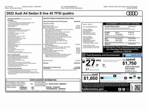 2022 Audi A4 quattro S line Prem Plus 45 TFSI