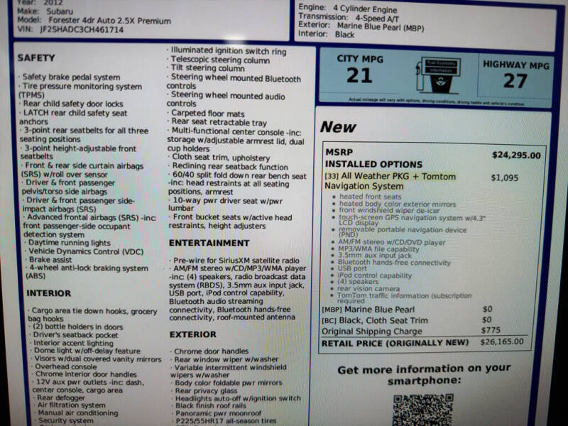 2012 Subaru Forester 2.5X Premium