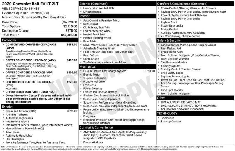 2020 Chevrolet Bolt EV LT