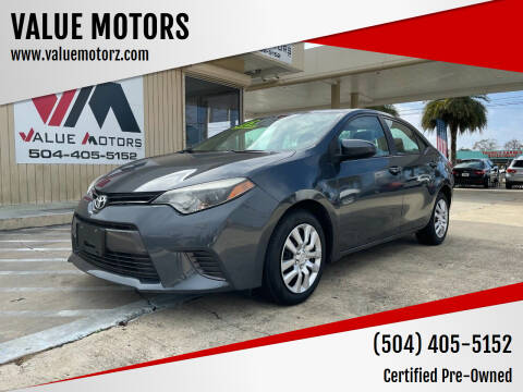 2015 Toyota Corolla for sale at VALUE MOTORS in Kenner LA