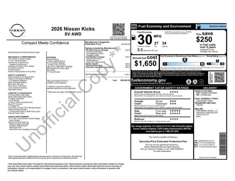 2026 Nissan Kicks SV