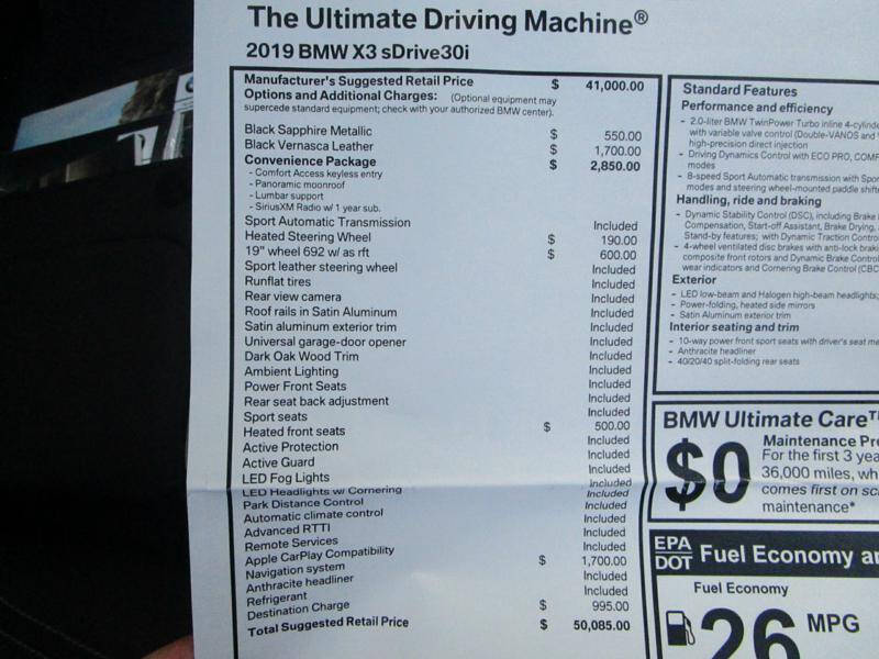 2019 BMW X3 sDrive30i