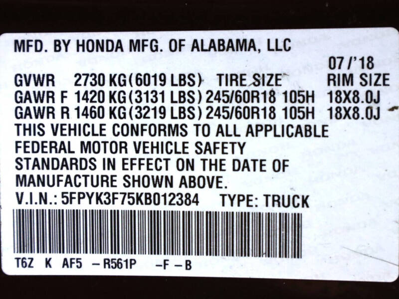 2019 Honda Ridgeline RTL-E