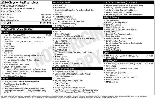 2026 Chrysler Pacifica Select