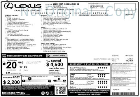 2022 Lexus IS 500 F SPORT Launch Edition