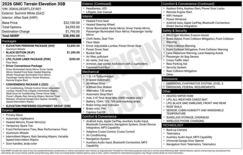 2026 GMC Terrain Elevation