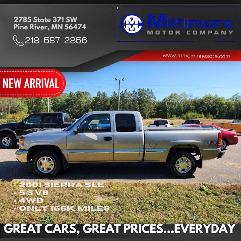 2001 GMC Sierra 1500 for sale at Miltimore Motor Company in Pine River, MN