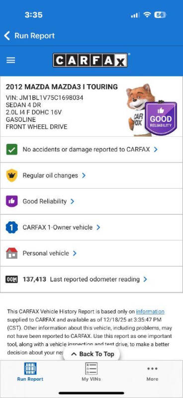 2012 Mazda MAZDA3 i Touring