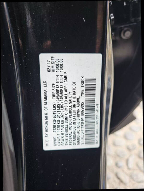 2017 Honda Ridgeline Black Edition