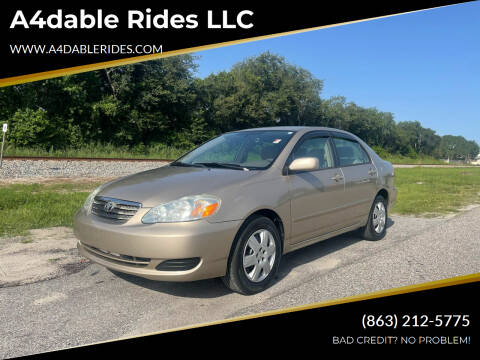 2007 Toyota Corolla for sale at A4dable Rides LLC in Haines City FL