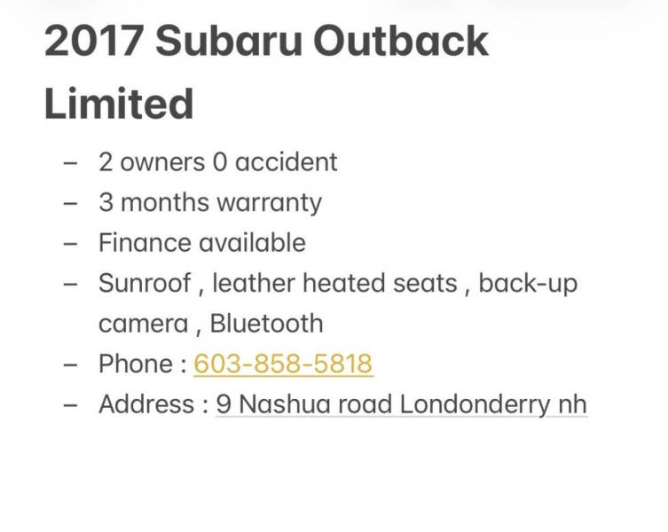 2017 Subaru Outback 2.5i Limited