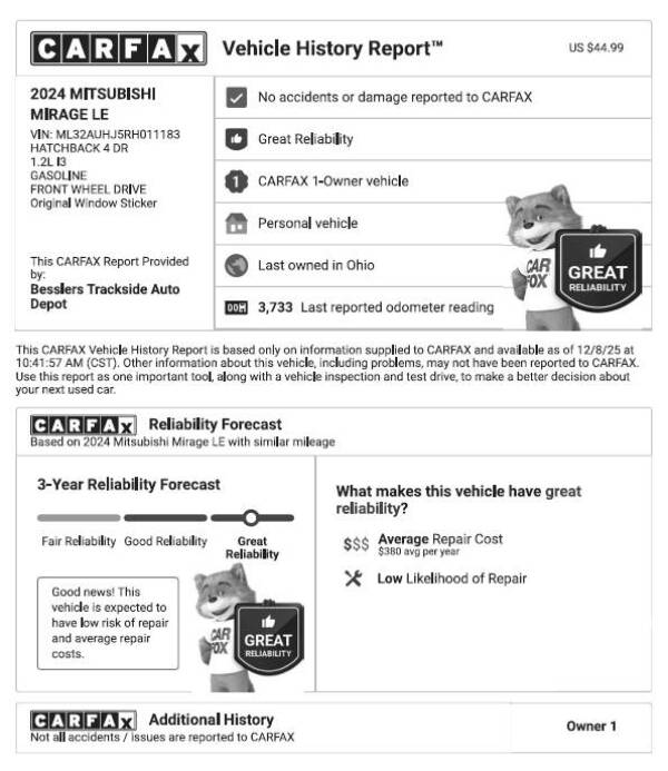 2024 Mitsubishi Mirage LE