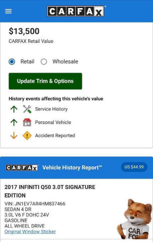 2017 Infiniti Q50 3.0T Signature Edition