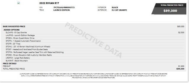 2022 Rivian R1T Launch Edition