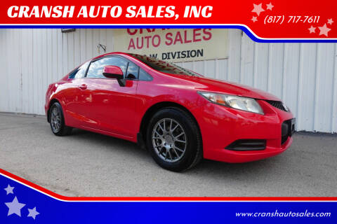 2013 Honda Civic for sale at CRANSH AUTO SALES, INC in Arlington TX