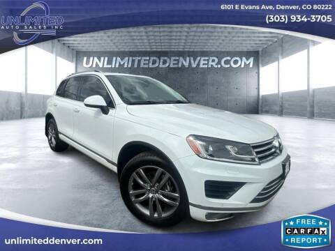 2016 Volkswagen Touareg for sale at Unlimited Auto Sales in Denver CO