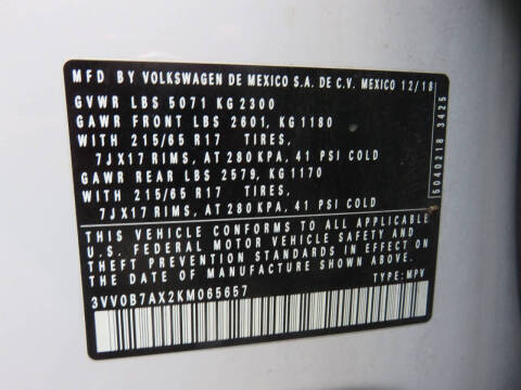 2019 Volkswagen Tiguan S 4Motion