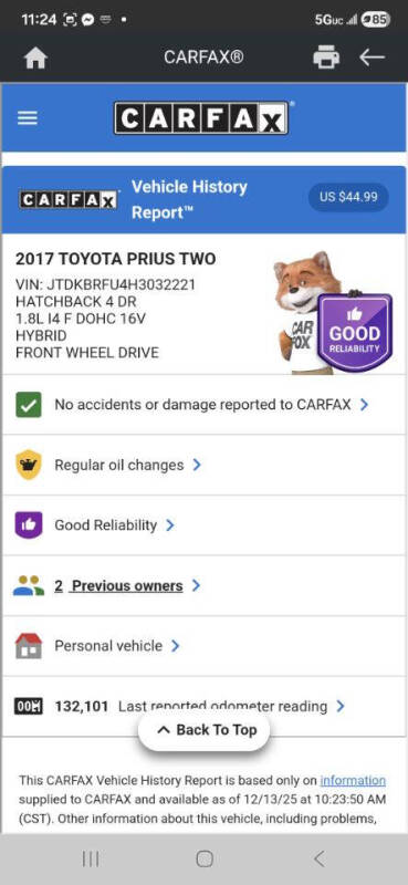 2017 Toyota Prius Two