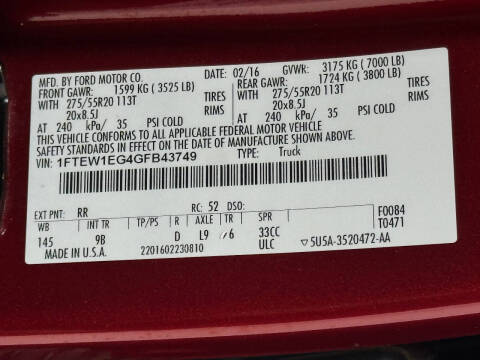 2016 Ford F-150 Platinum