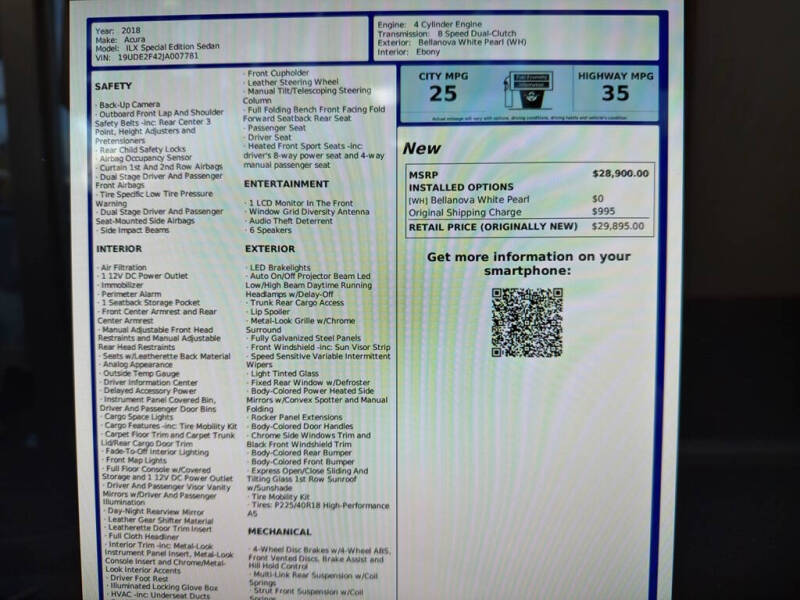 2018 Acura ILX w/Special Edition