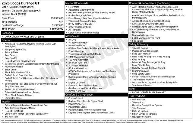 2026 Dodge Durango GT