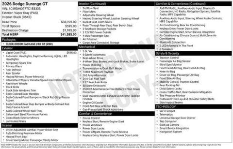 2026 Dodge Durango GT